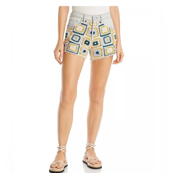 BLANKNYC Crochet Front Cutoff Denim Shorts Size 31 NWT - Picture 2 of 13